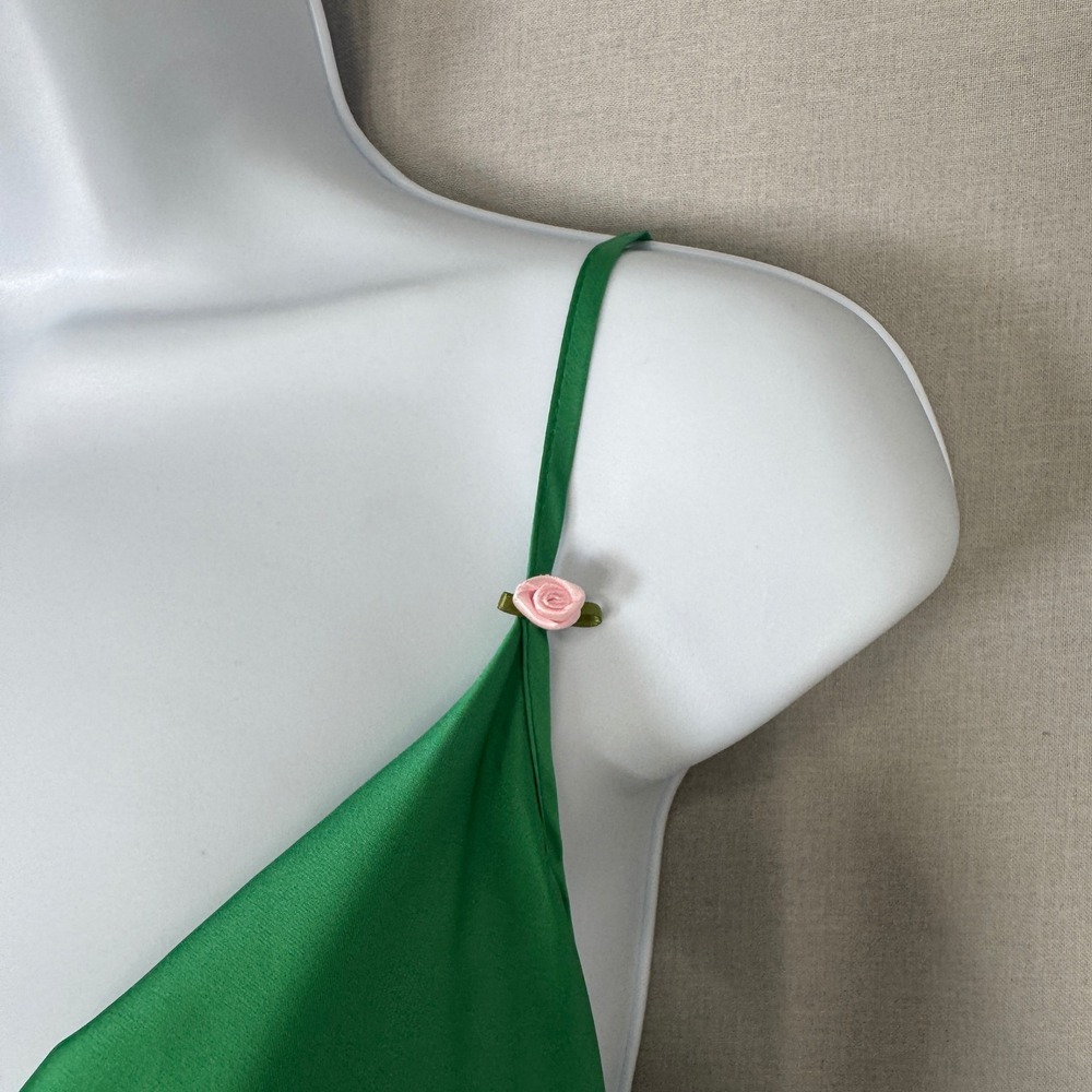 Aniye By Jabot Dress Womens IT40 Green Satin‎ Draped Mini Coquette Euro Summer - Picture 3 of 14